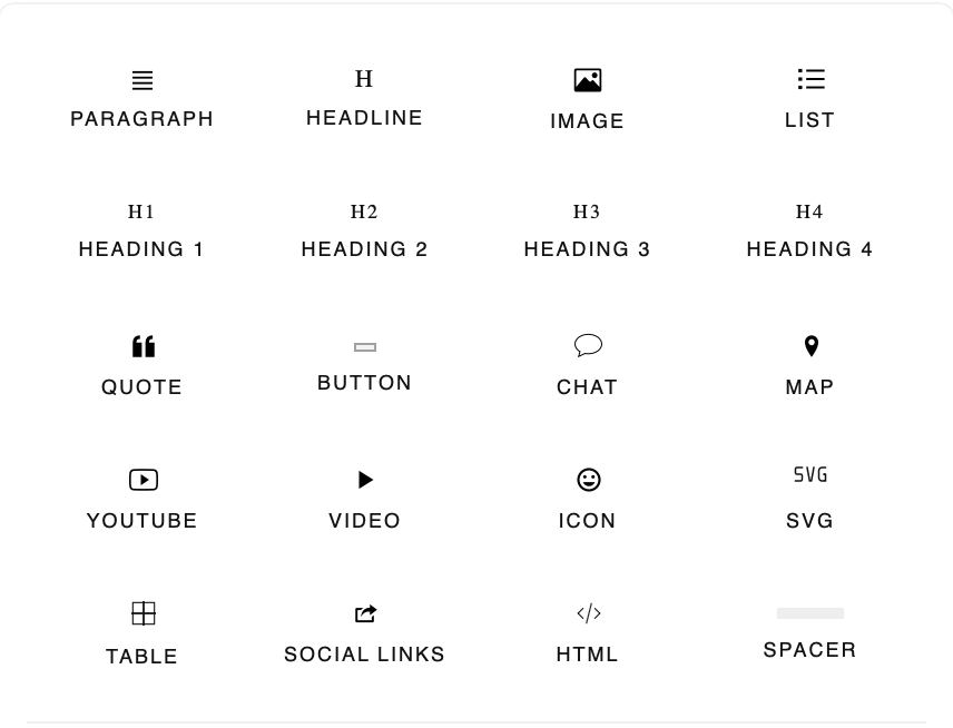 Page editor menu